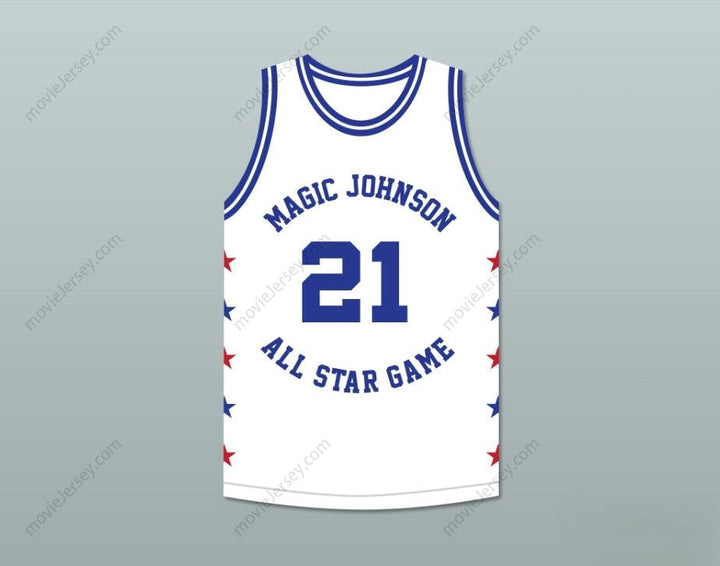 PERSONALIZA Cualquier Nombre Número DOMINIQUE WILKINS 21 MAGIC JOHNSON CAMISETA DE BALONCESTO BLANCA ALL STAR GAME 1988 EVENTO BENÉFICO MIDSUMMER NIGHT'S MAGIC Cosido Superior S-6XL