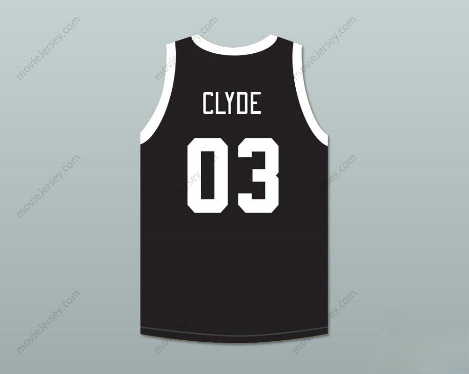 PERSONALIZA con CUALQUIER Nombre Número BONNIE & CLYDE ESTRELLAS CRIMINALES CLYDE 03 Camiseta de baloncesto negra Top Cosida S-6XL
