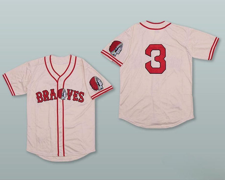 Personalizado Cualquier Nombre Número BABE RUTH 3 BRAVES CAMISETA DE BÉISBOL BLANCA Costura Superior S-6XL