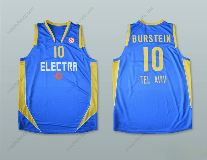 CUSTOM ANY Name Number TAL BURSTEIN 10 MACCABI TEL AVIV ISRAEL BASKETBALL JERSEY Top Stitched S-6XL