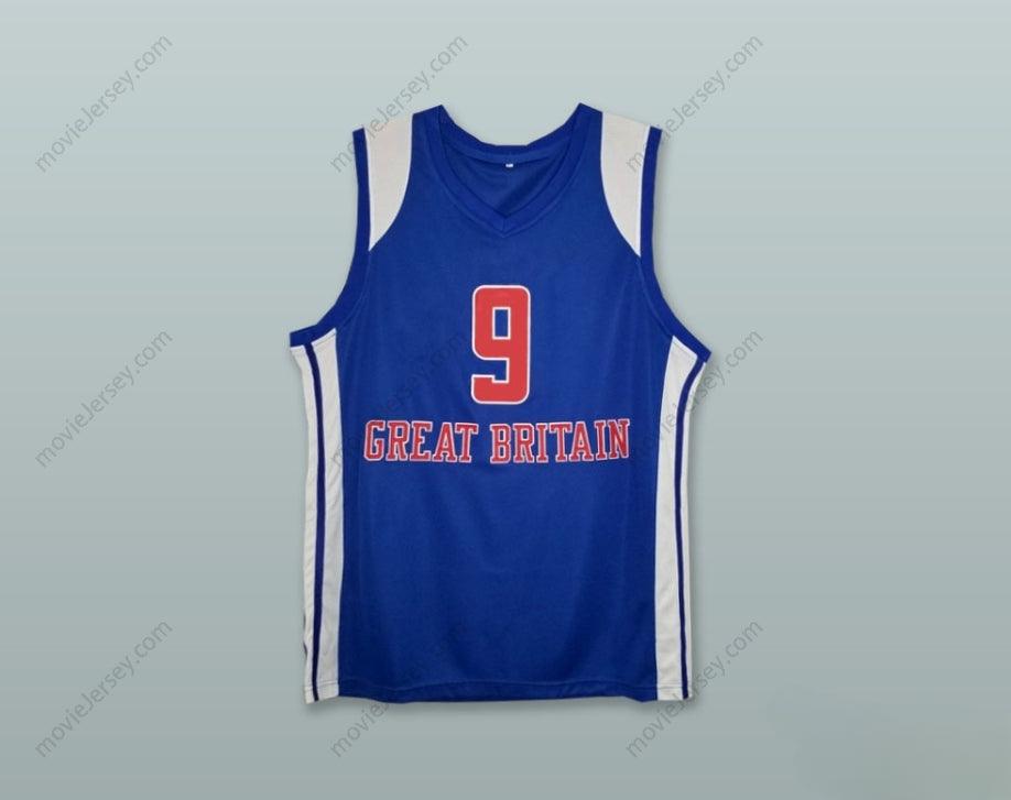 CUSTOM ANY Name Number LUOL DENG 9 GREAT BRITAIN NATIONAL TEAM BLUE BASKETBALL JERSEY Top Stitched S-6XL