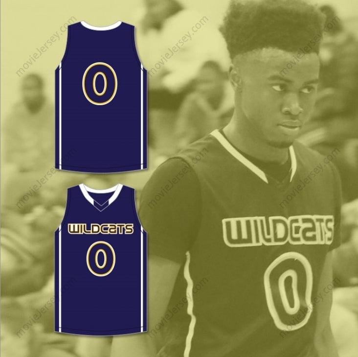 CAMISETA DE BALONCESTO AZUL MARINO DE LOS WILDCATS DE HIGH SCHOOL JAYLEN BROWN 4 (con el número y nombre personalizados) 1 Top Cosida S-6XL