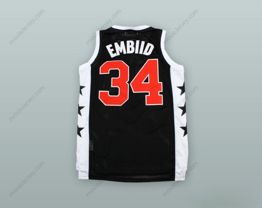PERSONALIZA Cualquier Nombre Número JOEL EMBIID 34 THE ROCK HIGH SCHOOL LIONS CAMISETA DE BALONCESTO ALTERNATIVA NEGRA Cosido Superior S-6XL