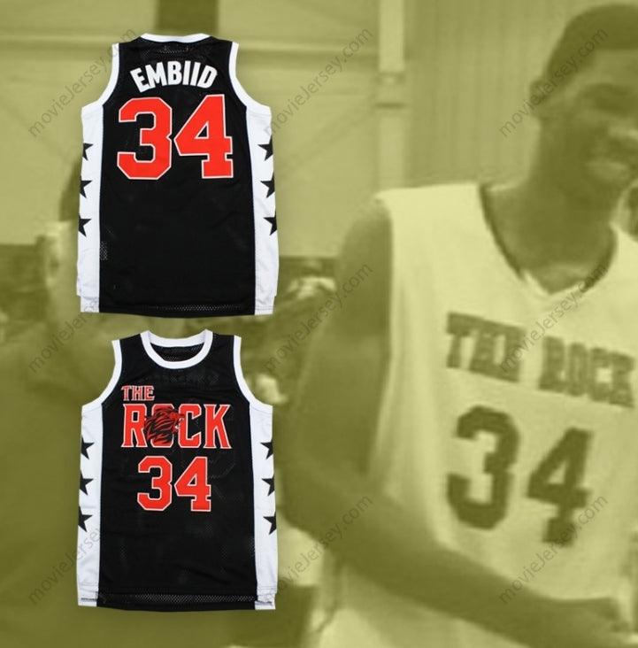 PERSONALIZA Cualquier Nombre Número JOEL EMBIID 34 THE ROCK HIGH SCHOOL LIONS CAMISETA DE BALONCESTO ALTERNATIVA NEGRA Cosido Superior S-6XL