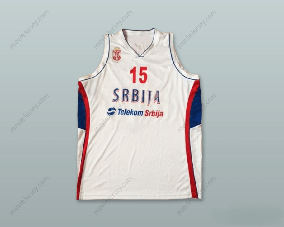 PERSONALIZA Cualquier Nombre Número DARKO BALABAN 15 SERBIA Camiseta Baloncesto Blanca Cosida Tallas S-6XL