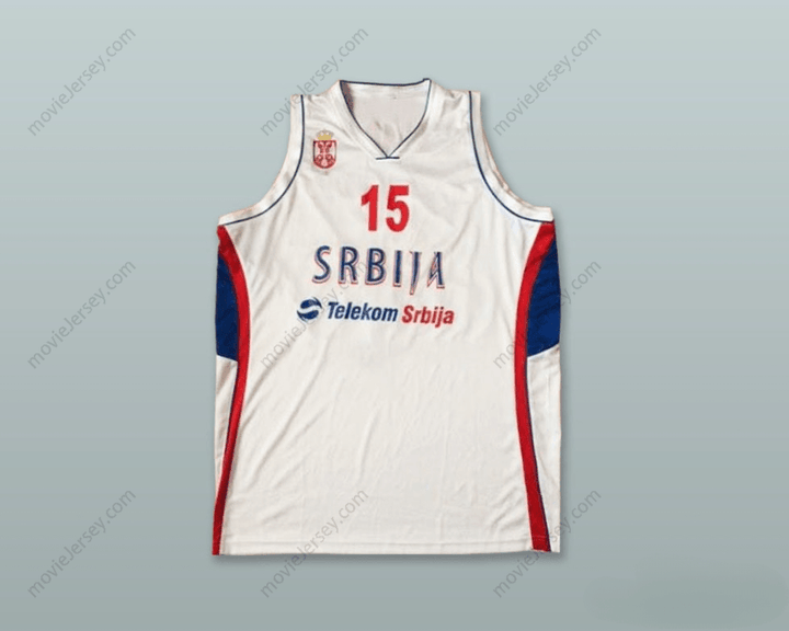 PERSONALIZA Cualquier Nombre Número DARKO BALABAN 15 SERBIA Camiseta Baloncesto Blanca Cosida Tallas S-6XL
