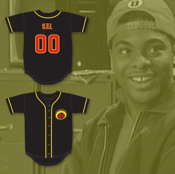Camiseta de béisbol negra con botones y bordados con cualquier nombre y número de KEL MITCHELL 00 ALL THAT, tallas S-6XL