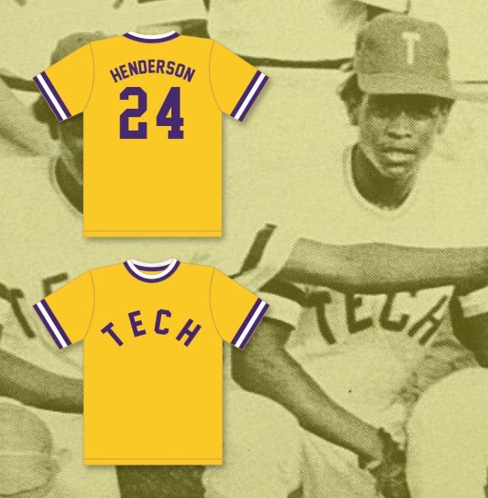 Personalizado Cualquier Nombre Número RICKY HENDERSON 24 ESCUELA TÉCNICA SUPERIOR BULLDOGS CAMISETA DE BÉISBOL AMARILLA 2 Cosida Tallas S-6XL