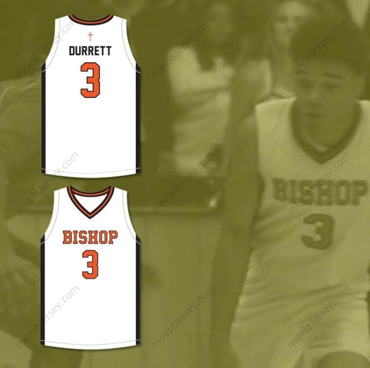 PERSONALIZA CUALQUIER Nombre Número BRANDON DURRETT 3 BISHOP HAYES TIGERS BLANCO CAMISETA DE BALONCESTO THE WAY BACK Cosido a mano S-6XL