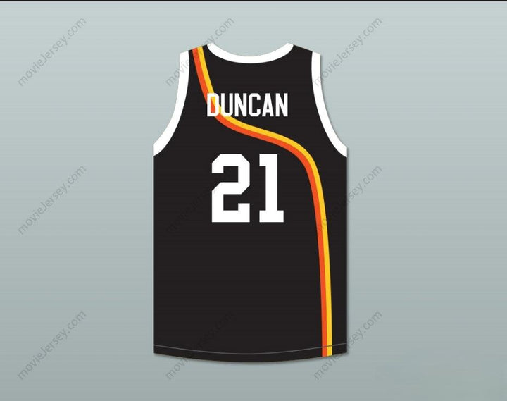 PERSONALIZA CUALQUIER Nombre Número TIM DUNCAN 21 ROSWELL RAYGUNS NEGRA CAMISETA DE BALONCESTO Cosida S-6XL