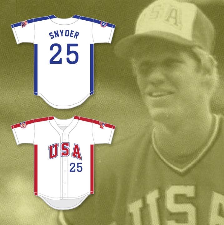 Jersey de Béisbol Personalizado con Cualquier Nombre y Número CORY SNYDER 25 1984 Equipo de EE. UU. Blanco con Botones Costura Superior Tallas S-6XL