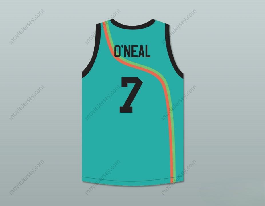 PERSONALIZA CUALQUIER Nombre Número JERMAINE O’NEAL 7 CAMISETA DE BALONCESTO ROSWELL RAYGUNS VERDE AZULADO Costuras Superiores S-6XL