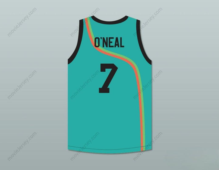 PERSONALIZA CUALQUIER Nombre Número JERMAINE O’NEAL 7 CAMISETA DE BALONCESTO ROSWELL RAYGUNS VERDE AZULADO Costuras Superiores S-6XL