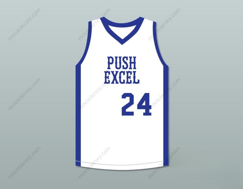 PERSONALIZA CUALQUIER Nombre Número MARK AGUIRRE 24 CAMISETA DE BALONCESTO BLANCA CLÁSICA PUSH EXCEL PRO 1985 EVENTO BENÉFICO Costura Superior S-6XL