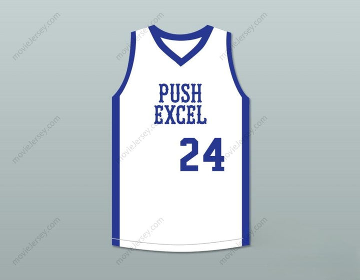 PERSONALIZA CUALQUIER Nombre Número MARK AGUIRRE 24 CAMISETA DE BALONCESTO BLANCA CLÁSICA PUSH EXCEL PRO 1985 EVENTO BENÉFICO Costura Superior S-6XL