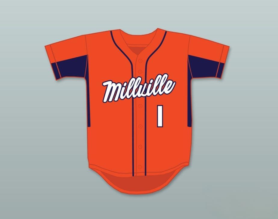 Camiseta de béisbol naranja con el nombre y número personalizados de MIKE TROUT 1 THUNDERBOLTS DE PREPARATORIA (SENIOR HIGH SCHOOL) 3, con costuras superiores, tallas S-6XL
