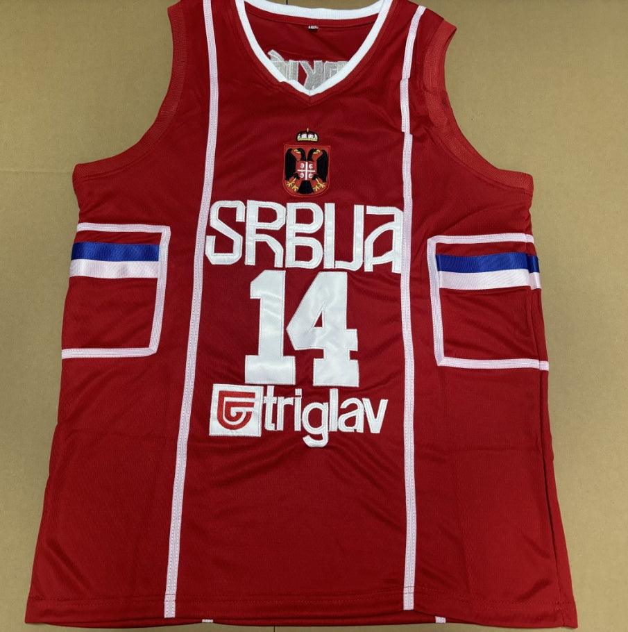 Nikola Jokic #14 Serbia Joker Camiseta de Baloncesto Masculina de la Selección Serbia Todo Bordado
