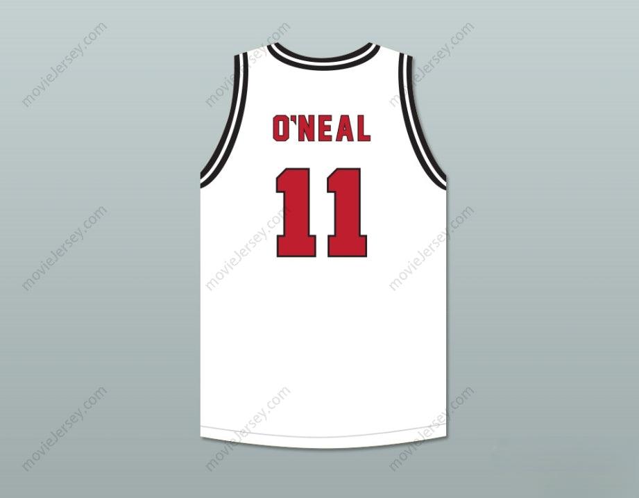 CAMISETA DE BALONCESTO BLANCA ROADRUNNERS DE SHAREEF O'NEAL #11 DE LA ESCUELA CROSSROADS PERSONALIZABLE CON CUALQUIER NOMBRE Y NÚMERO, 2 costuras superiores, Tallas S-6XL