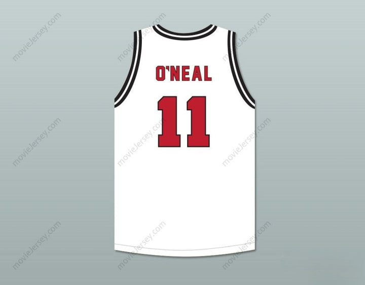 CAMISETA DE BALONCESTO BLANCA ROADRUNNERS DE SHAREEF O'NEAL #11 DE LA ESCUELA CROSSROADS PERSONALIZABLE CON CUALQUIER NOMBRE Y NÚMERO, 2 costuras superiores, Tallas S-6XL