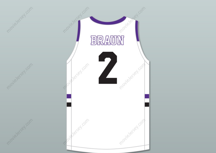 Custom Any Name Number Christian Braun 2 Blue Valley Northwest High School Huskies White Basketball Jersey 2 Top Stitched S-6XL