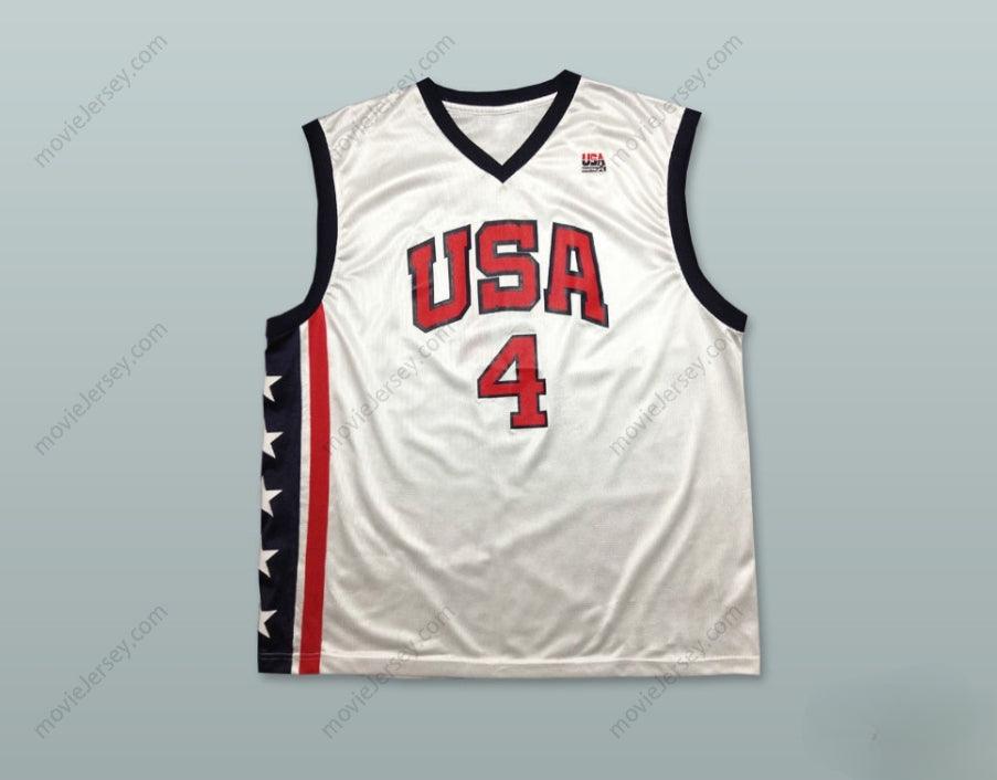 PERSONALIZA Cualquier Nombre Número ALLEN IVERSON 4 USA TEAM CAMISETA DE BALONCESTO CASA Cosida S-6XL