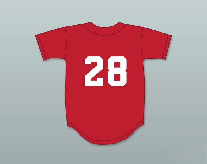 Camiseta de béisbol ROJA DE LOS TROJANOS DE LA ESCUELA SECUNDARIA DEL CONDADO DE LEE, con el número 28 de BUSTER POSEY y cualquier nombre personalizado, talla S-6XL, cosida.