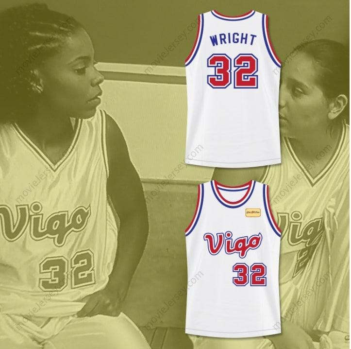 CAMISETA DE BALONCESTO PERSONALIZADA con Cualquier Nombre y Número MONICA WRIGHT 32 VIGO con Parche "LOVE AND BASKETBALL" con Costuras Visibles Tallas S-6XL