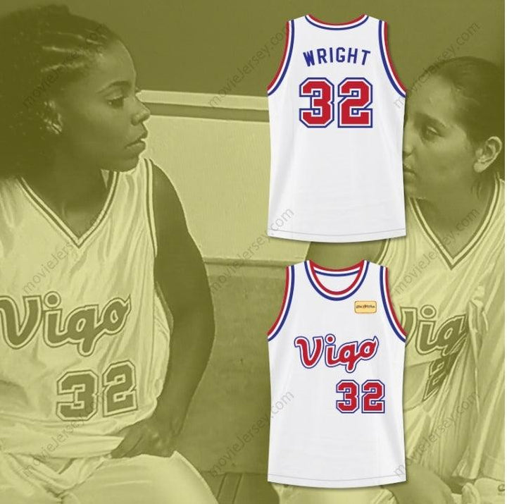 CAMISETA DE BALONCESTO PERSONALIZADA con Cualquier Nombre y Número MONICA WRIGHT 32 VIGO con Parche "LOVE AND BASKETBALL" con Costuras Visibles Tallas S-6XL