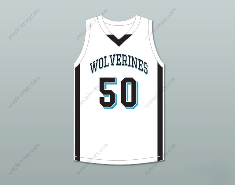 CUSTOM ANY Name Number ROB GRONKOWSKI 50  HILLS HIGH SCHOOL WOLVERINES WHITE BASKETBALL JERSEY 1 Top Stitched S-6XL