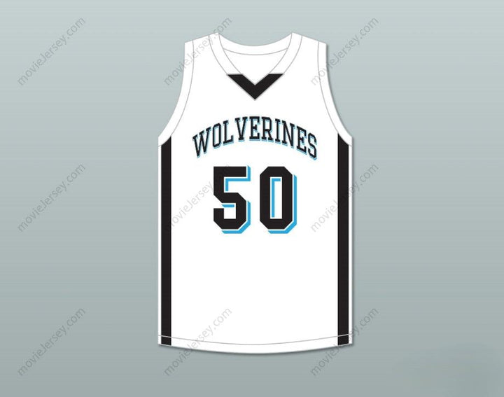 CUSTOM ANY Name Number ROB GRONKOWSKI 50  HILLS HIGH SCHOOL WOLVERINES WHITE BASKETBALL JERSEY 1 Top Stitched S-6XL