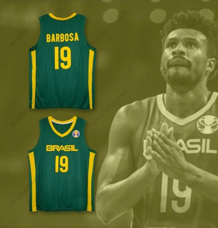 PERSONALIZA Cualquier Nombre Número LEANDRO BARBOSA 19 Selección Nacional de BRASIL Camiseta de Baloncesto VERDE Cosido Superior S-6XL