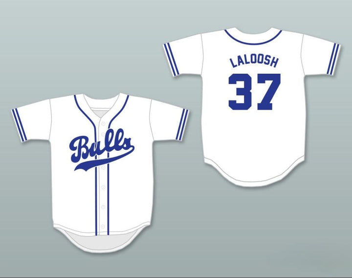 Camiseta de béisbol blanca retro con botones y nombre y número personalizados EBBY CALVIN LALOOSH 37, tallas S-6XL