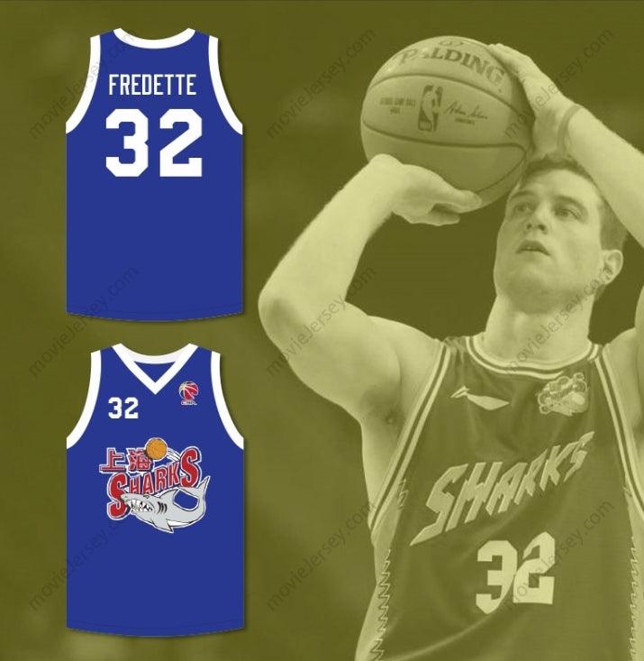 CAMISETA DE BALONCESTO CHINA JIMMER FREDETTE #32 SHANGHAI SHARKS CON PARCHE CBA, PERSONALIZADA CON CUALQUIER NOMBRE Y NÚMERO, Costuras Reforzadas S-6XL