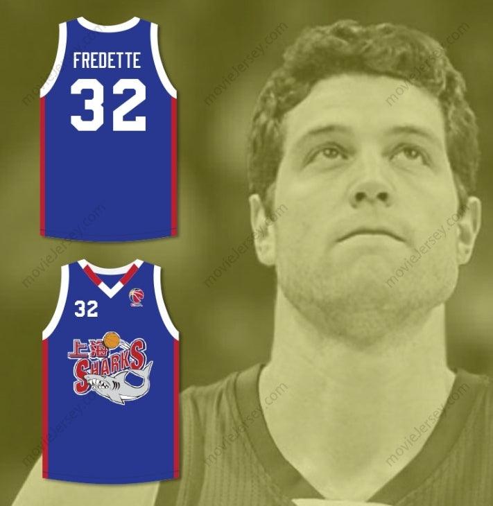 PERSONALIZA Cualquier Nombre Número JIMMER FREDETTE 32 SHANGHAI SHARKS ALTERNATE AZUL JERSEY DE BALONCESTO CON PARCHE CBA Cosido S-6XL