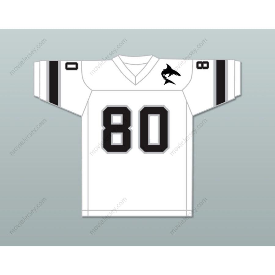 CAMISETA DE FÚTBOL AMERICANA PERSONALIZADA CON NOMBRE Y NÚMERO 1974 WFL DENNIS HUGHES 80 JACKSONVILLE SHARKS DE VISITANTE Cosida Tallas S-6XL