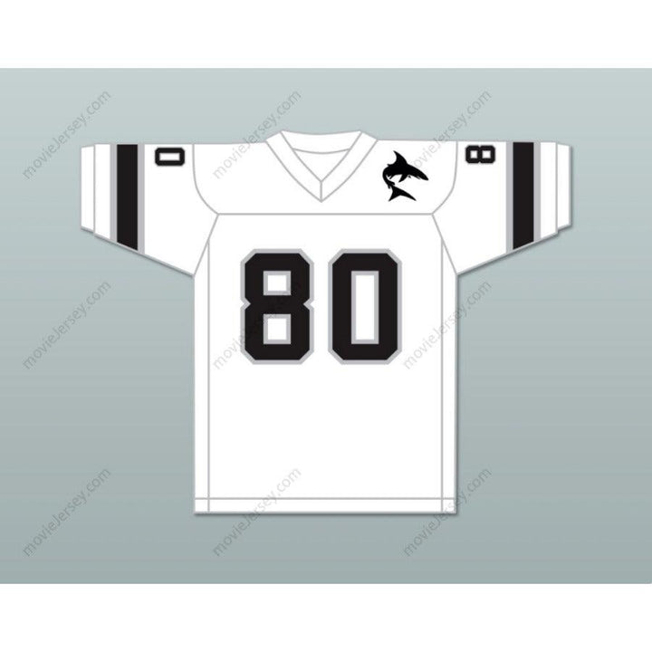 CAMISETA DE FÚTBOL AMERICANA PERSONALIZADA CON NOMBRE Y NÚMERO 1974 WFL DENNIS HUGHES 80 JACKSONVILLE SHARKS DE VISITANTE Cosida Tallas S-6XL