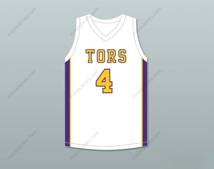 Camiseta de baloncesto blanca MIKE EVANS 4 BALL HIGH SCHOOL TORS personalizada con cualquier nombre y número, 1 top, costura, S-6XL