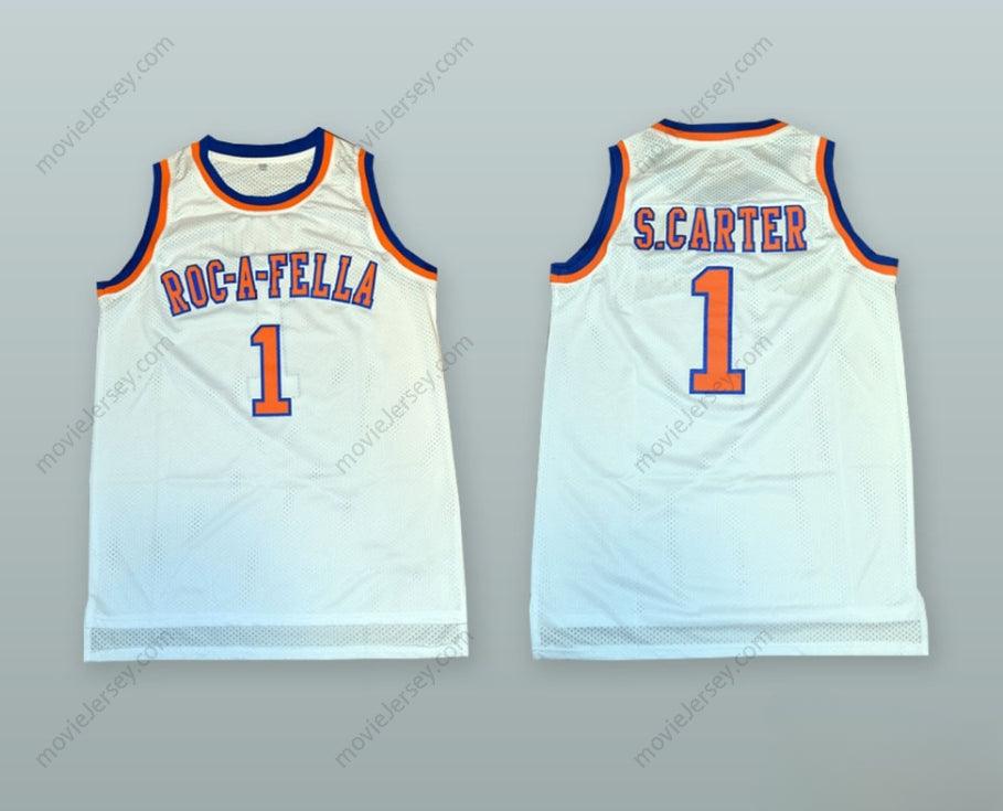 PERSONALIZA Cualquier Nombre Número SHAWN CARTER 1 ROC-A-FELLA BLANCO CAMISETA DE BALONCESTO con Costuras S-6XL