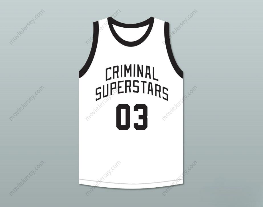 PERSONALIZA Cualquier Nombre Número BONNIE & CLYDE ESTRELLAS CRIMINALES BONNIE 03 CAMISETA BLANCA DE BALONCESTO con Costuras S-6XL