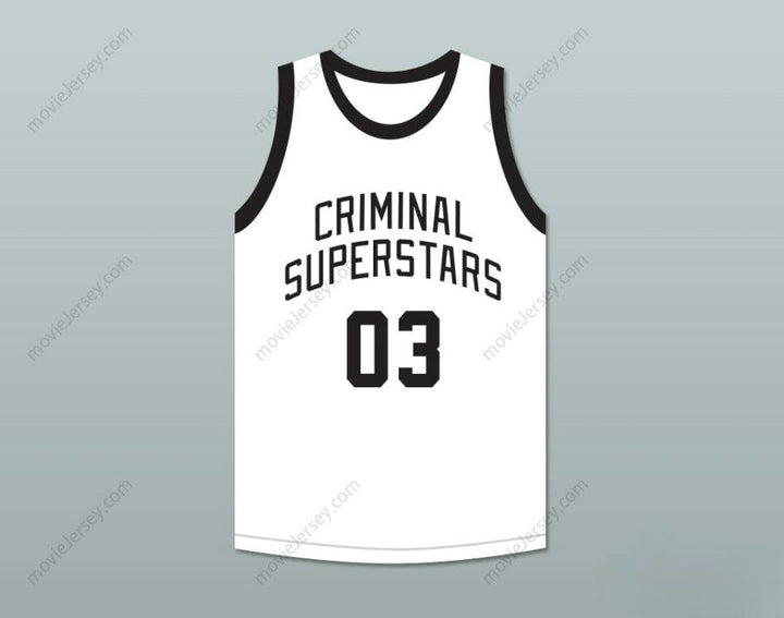 PERSONALIZA Cualquier Nombre Número BONNIE & CLYDE ESTRELLAS CRIMINALES BONNIE 03 CAMISETA BLANCA DE BALONCESTO con Costuras S-6XL