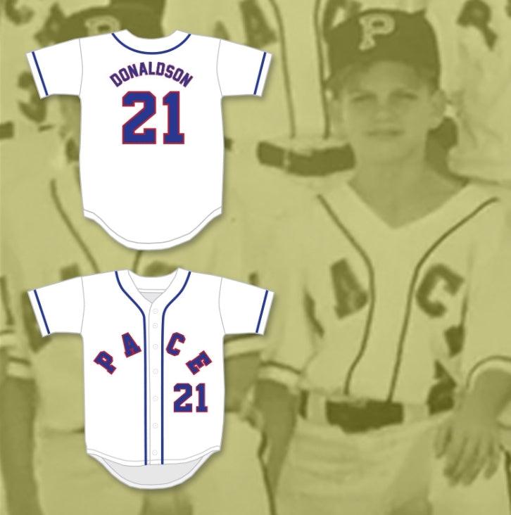 Camiseta de béisbol blanca PACE ATHLETIC AND RECREATION ASSOCIATION de JOSH DONALDSON 21, con nombre y número personalizados, doble costura, tallas S-6XL