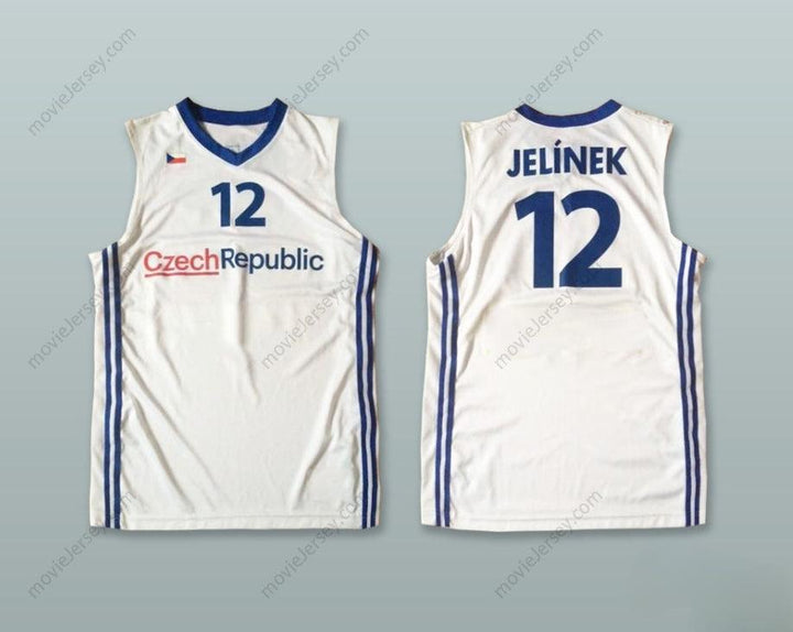 PERSONALIZA Cualquier Nombre Número DAVID JELINEK 12 REPÚBLICA CHECA CAMISETA BALONCESTO Blanca Cosida Tallas S-6XL