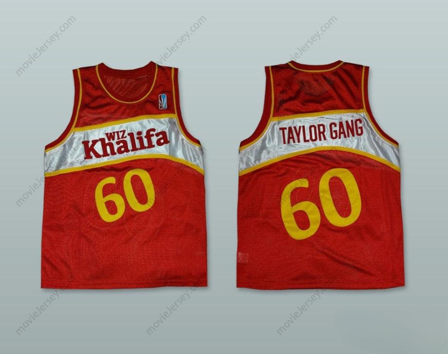 CUSTOM ANY Name Number WIZ KHALIFA 60 TAYLOR GANG RED BASKETBALL JERSEY WITH PATCH Top Stitched S-6XL