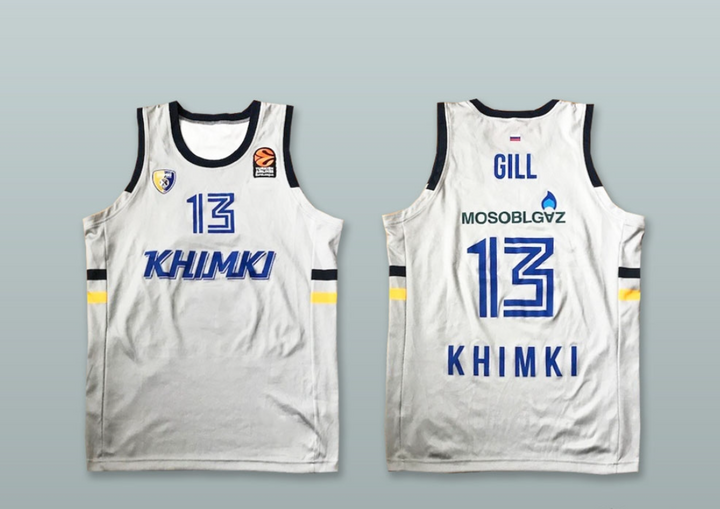 Custom Any Name Number Anthony Gill 13 BC Khimki Moscow Russia White Basketball Jersey Top Stitched S-6XL