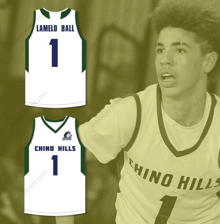 PERSONALIZA Cualquier Nombre Número LAMELO BALL 1 CHINO HILLS HUSKIES CAMISETA DE BALONCESTO BLANCA CON PARCHE 2 Cosida Superior S-6XL