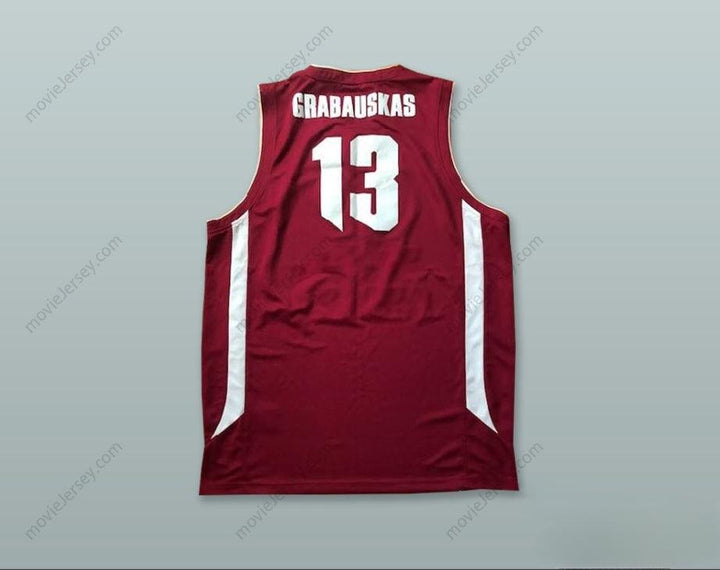 PERSONALIZA CUALQUIER Nombre Número ROBERTAS GRABAUSKAS 13 A.C. TALLINNA KALEV ESTONIA MAROON CAMISETA DE BALONCESTO Superior Cosida S-6XL