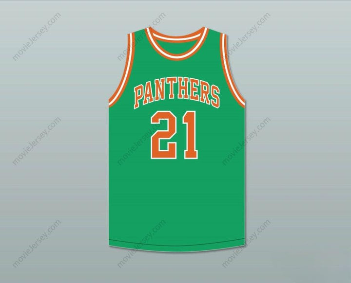 CAMISETA DE BALONCESTO VERDE PERSONALIZADA CON CUALQUIER NOMBRE Y NÚMERO BILL SHARMAN 21 PORTERVILLE HIGH SCHOOL PANTHERS, Talla S-6XL, Cosida, 1 Pieza
