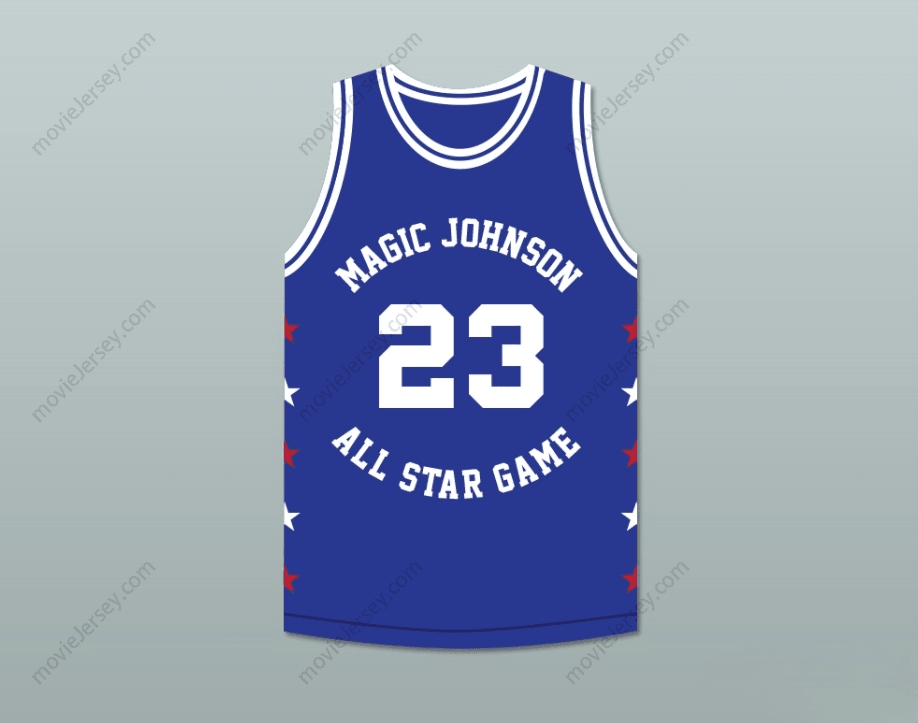 PERSONALIZA CUALQUIER Nombre Número MARK AQUIRRE 23 MAGIC JOHNSON ALL STAR GAME CAMISETA BALONCESTO AZUL 1989 MIDSUMMER NIGHT'S MAGIC CHARITY EVENT Costura Superior S-6XL