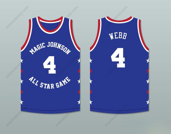 PERSONALIZA CUALQUIER Nombre Número SPUD WEBB 4 MAGIC JOHNSON CAMISETA DE BALONCESTO AZUL DEL PARTIDO ALL-STAR 1988 EVENTO BENÉFICO MIDNIGHT SUMMER'S MAGIC Costura Superior S-6XL