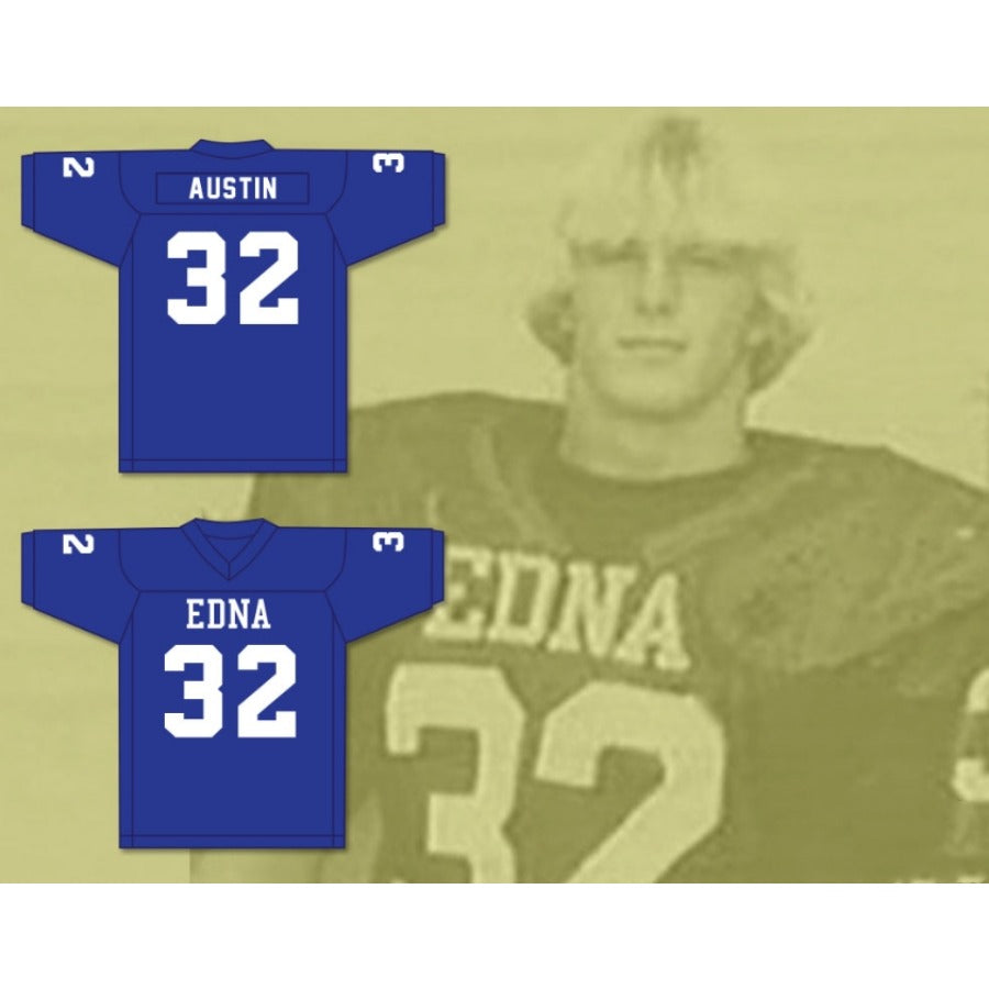 CUSTOM ANY Name Number STEVE AUSTIN 32 EDNA HIGH SCHOOL COWBOYS BLUE Football Jersey Top Stitched S-6XL